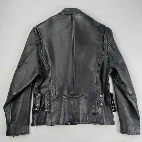 Vintage Wilson Black Leather Motorcycle Jacket Open Road Mens Medium - Picture 6 of 16